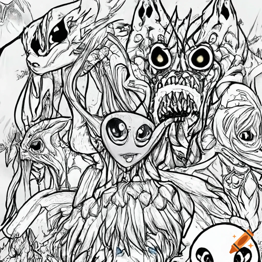 Alien creature coloring page on