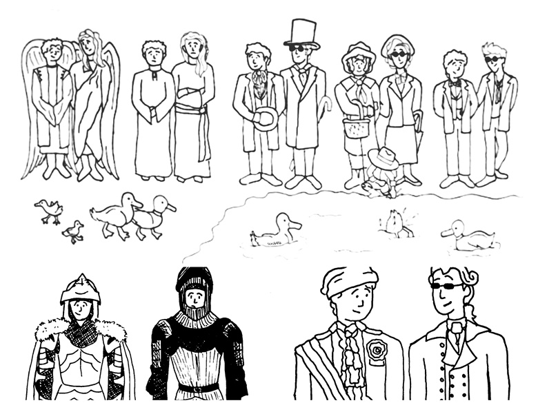 Good omens coloring pages set