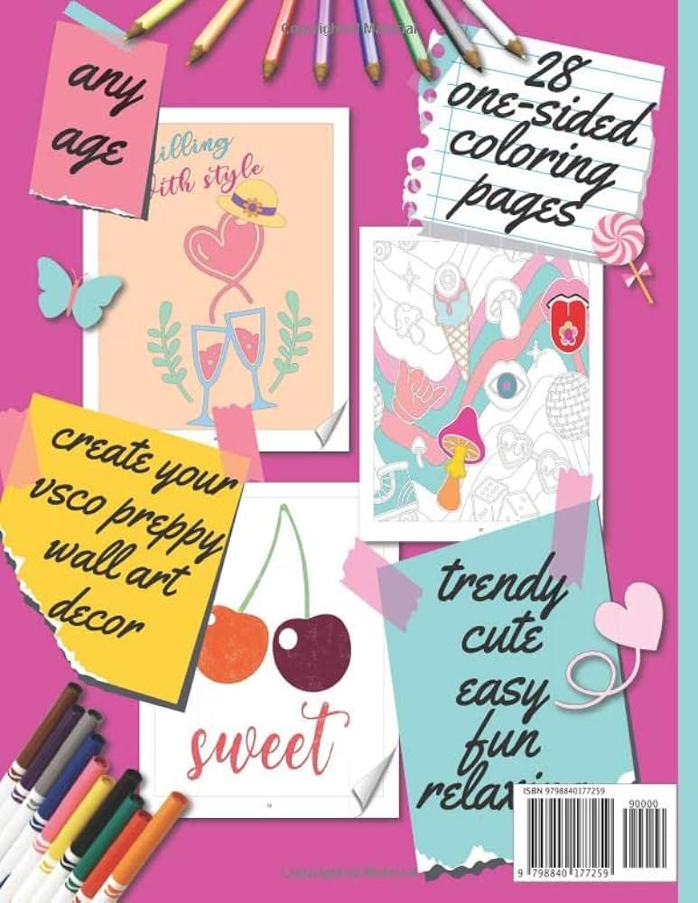 Preppy coloring stuff coloring book another original by tammars designs trendy cute yk vsco aesthetic coloring pages for teens and adults designs tammars books