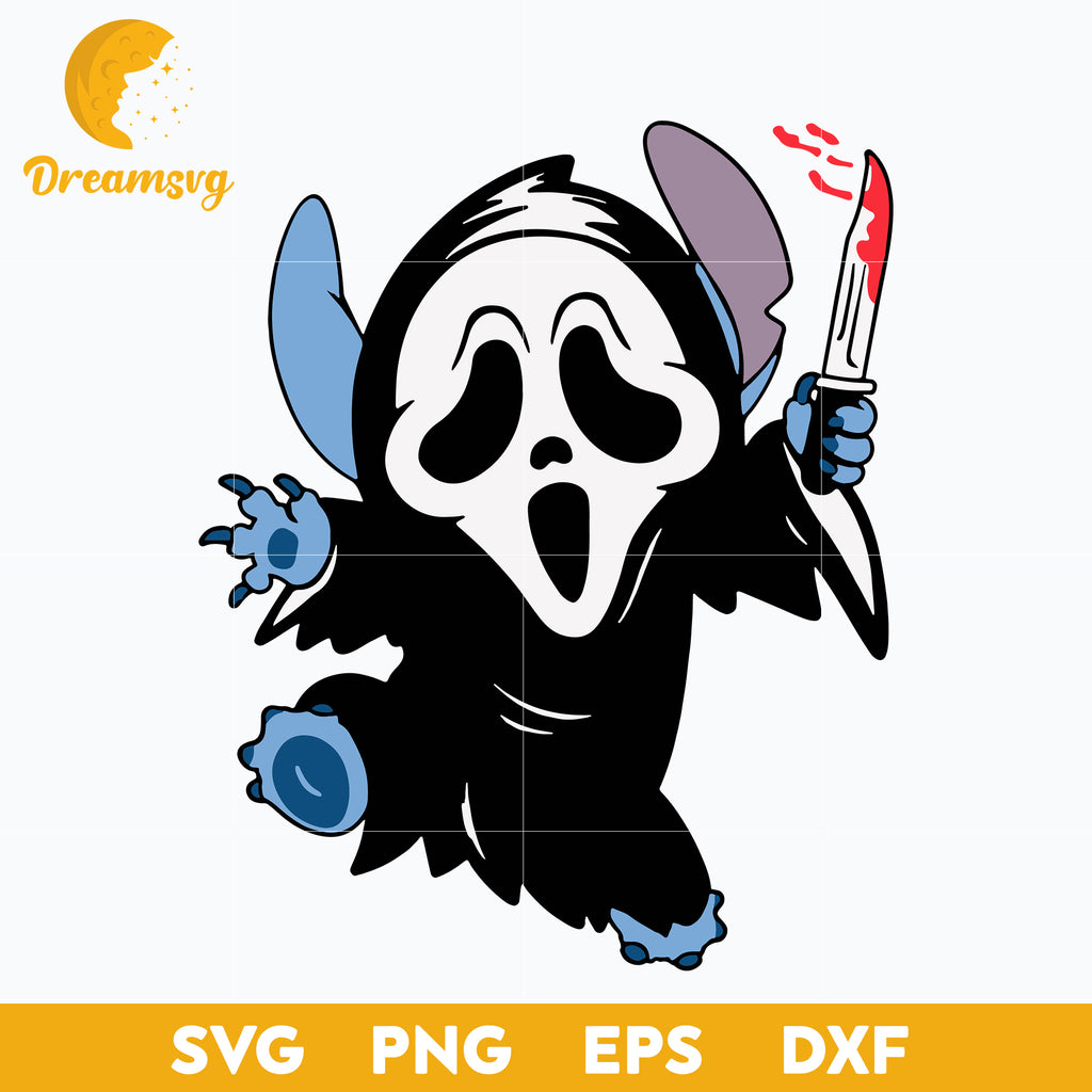 Stitch ghost face scream halloween svg halloween svg png dxf eps d