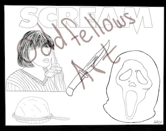 Scream horror movie coloring page