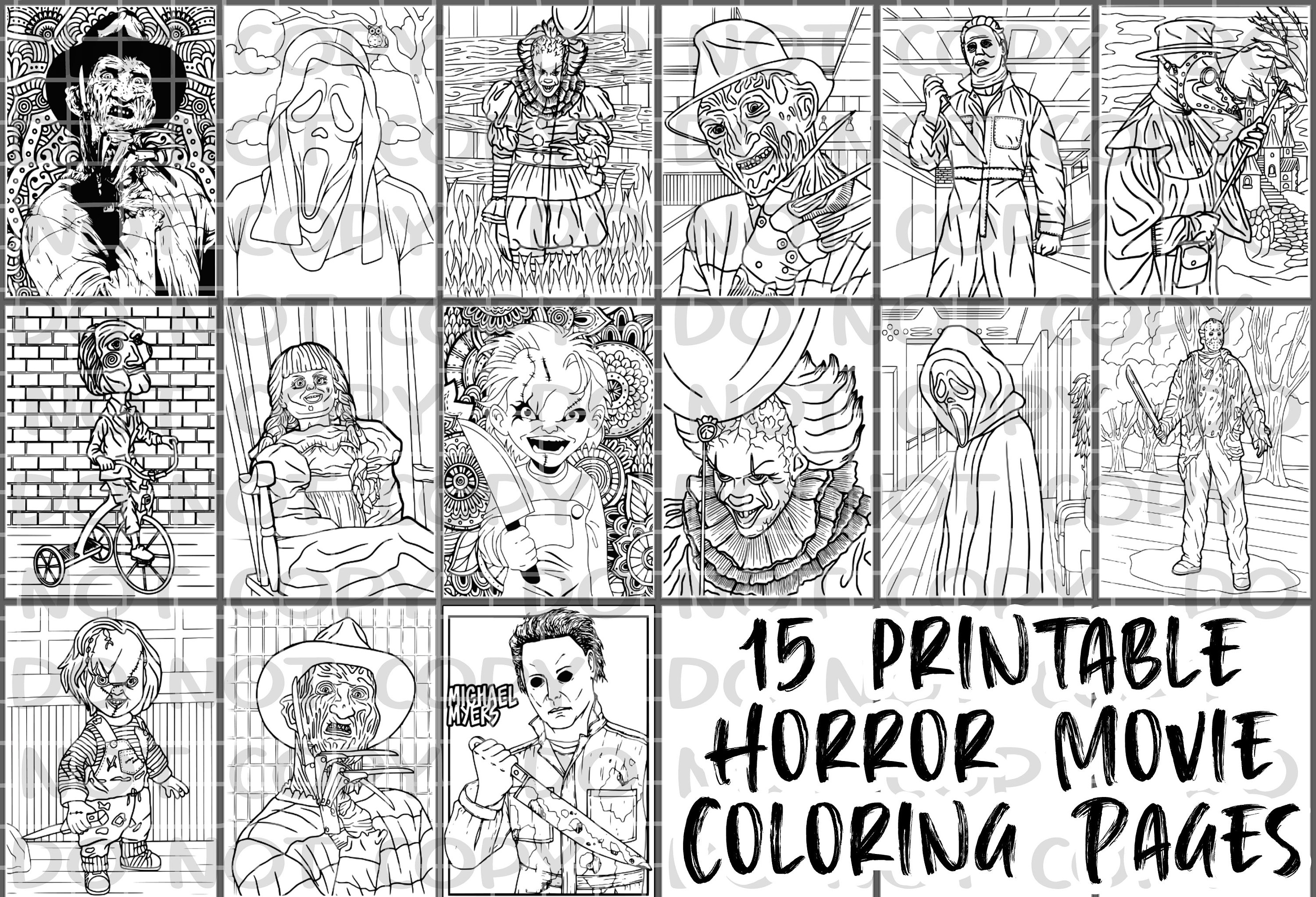 Printable horror movie coloring pages