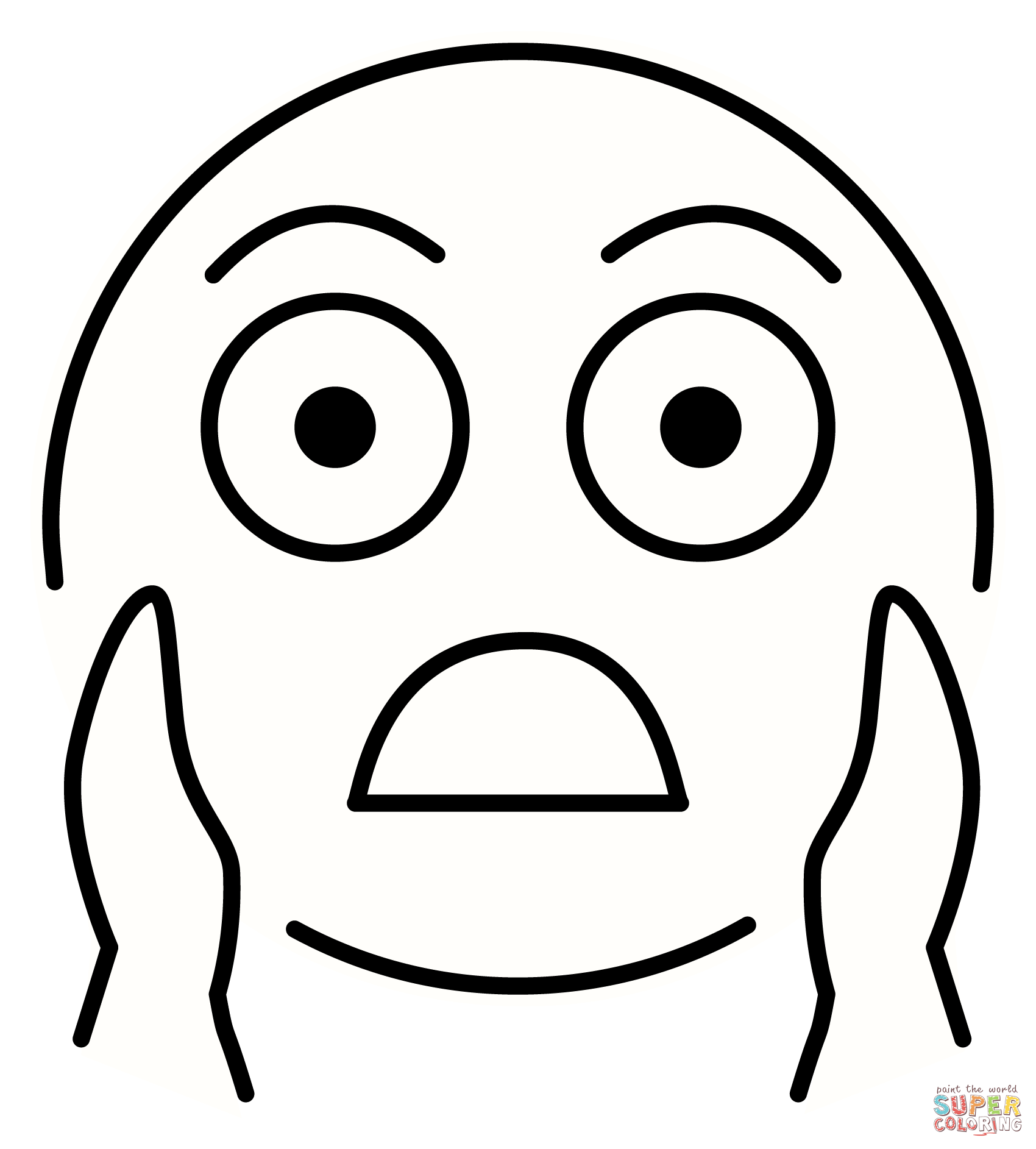 Face screaming in fear emoji coloring page free printable coloring pages