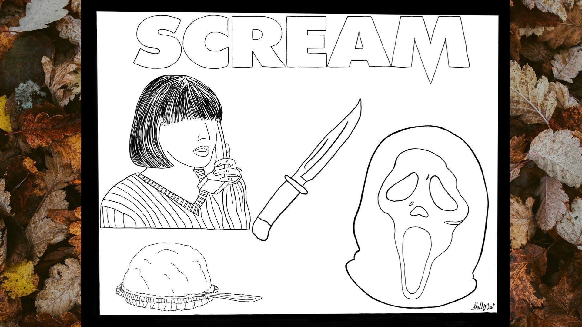 Scream horror movie coloring page