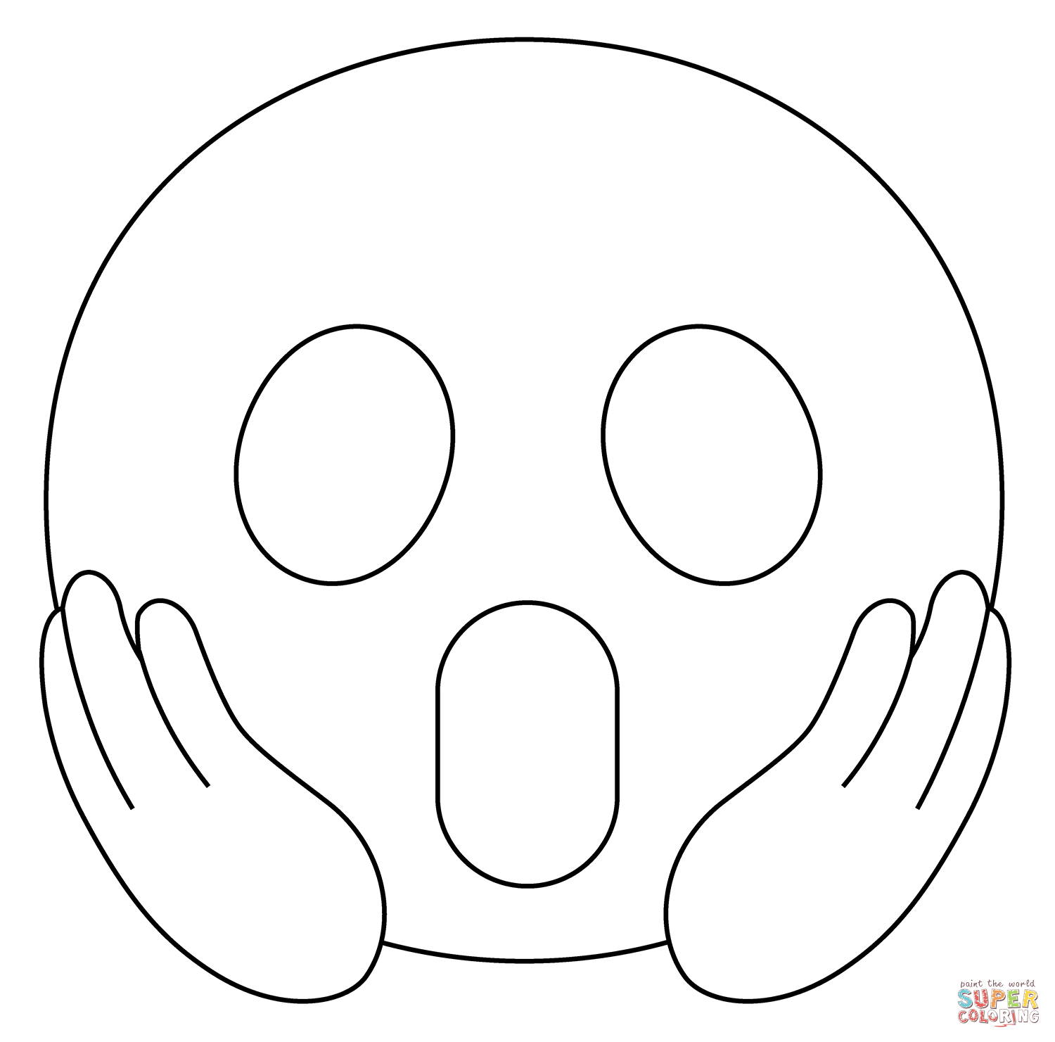 Face screaming in fear emoji coloring page free printable coloring pages