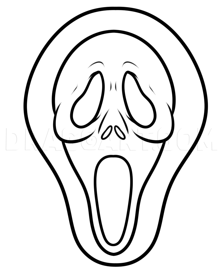 Drawing the scream mask easy step by step drawing guide by dawn dragoart easy halloween drawings scary drawings easy drawings