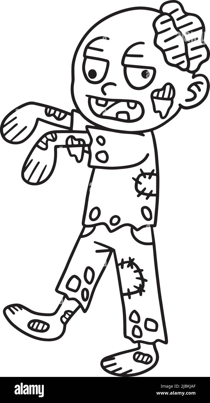 Zombie halloween isolated coloring page for kids stock vector image art