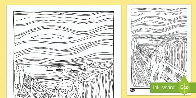 The scream by edvard munch lithograph colouring sheet