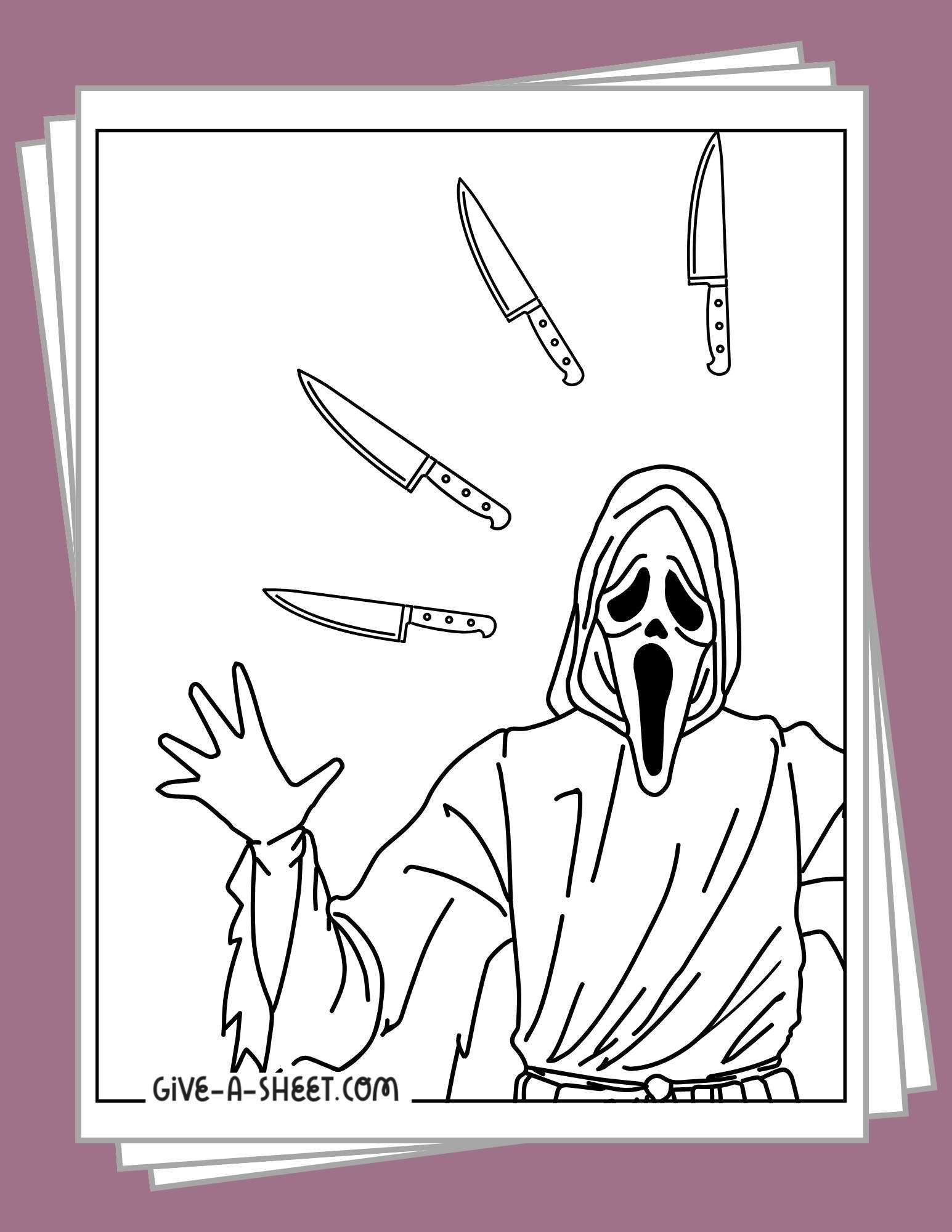 Ghostface coloring pages free scream movie pdf printables witch coloring pages halloween coloring pages halloween coloring