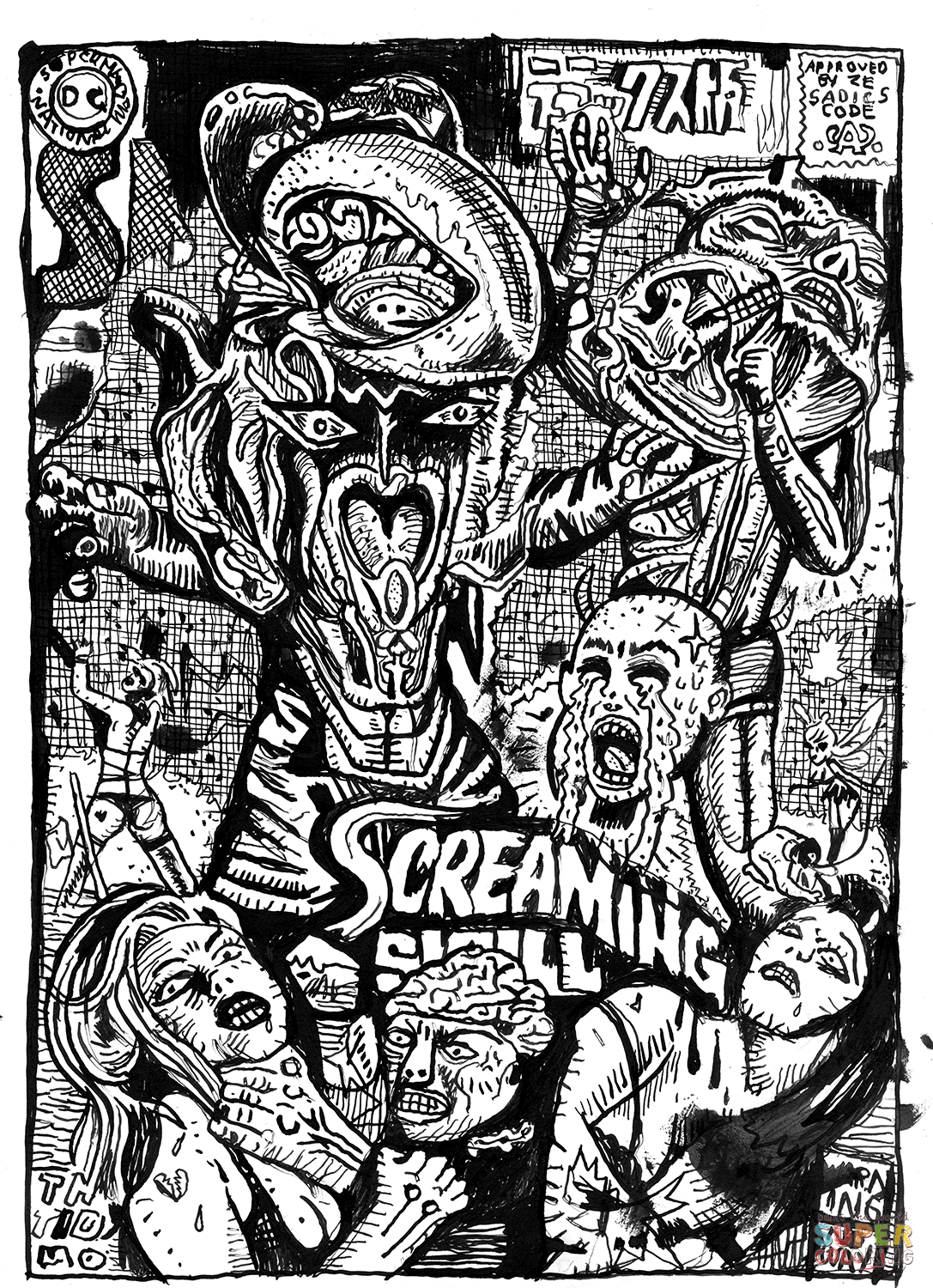 Screaming poster coloring page free printable coloring pages