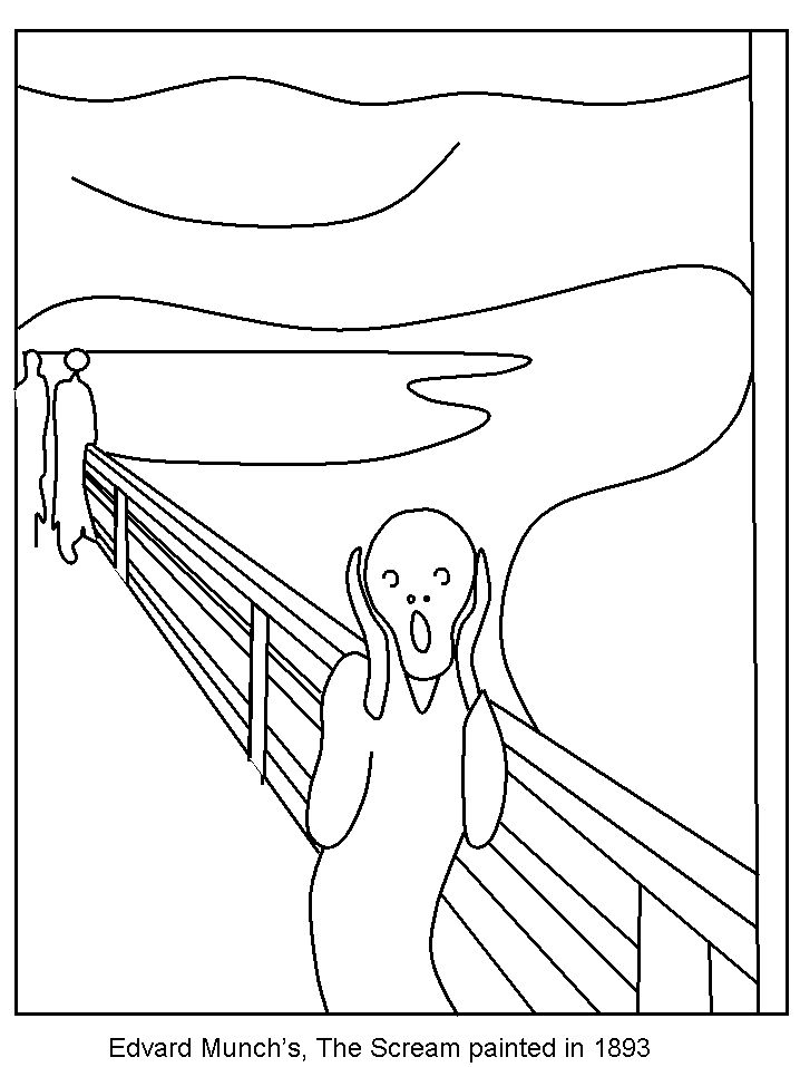 Norway scream countries coloring pages coloring book famous art coloring famous art coloring book pages
