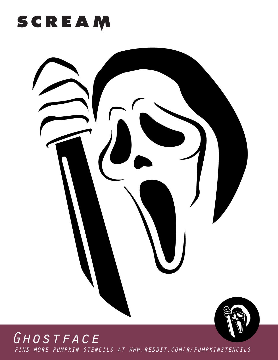 Scream ghostface free pumpkin stencil