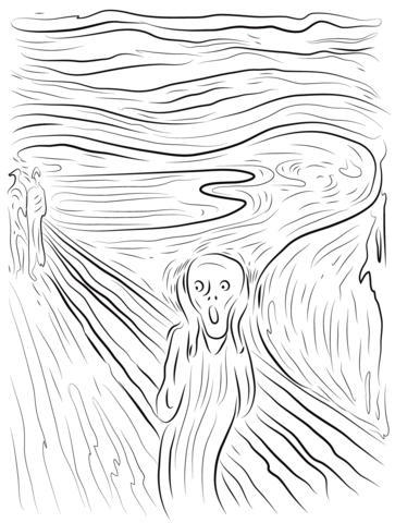 The scream by edvard munch coloring page free printable coloring pages