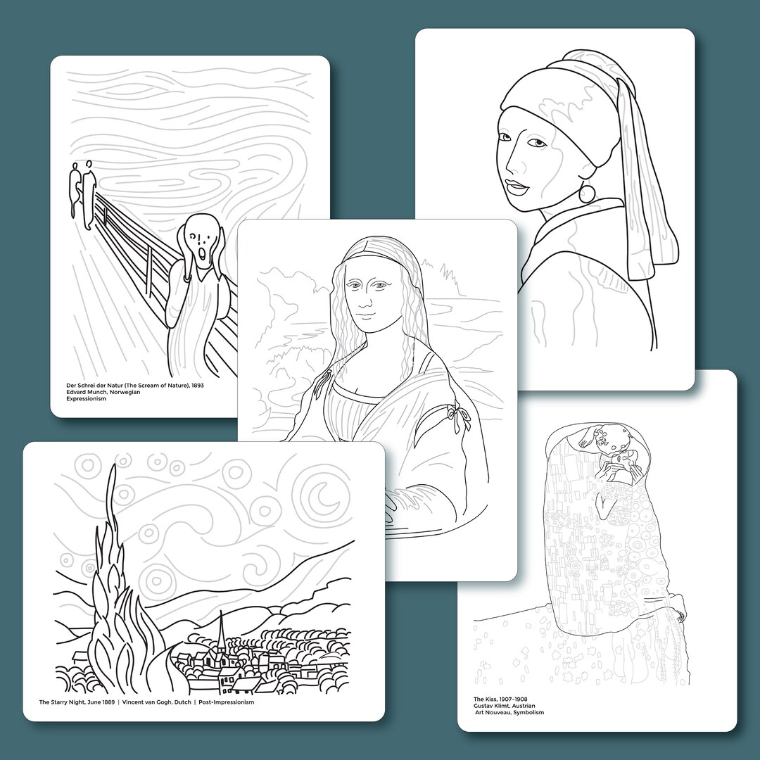 Famous paintings coloring sheets