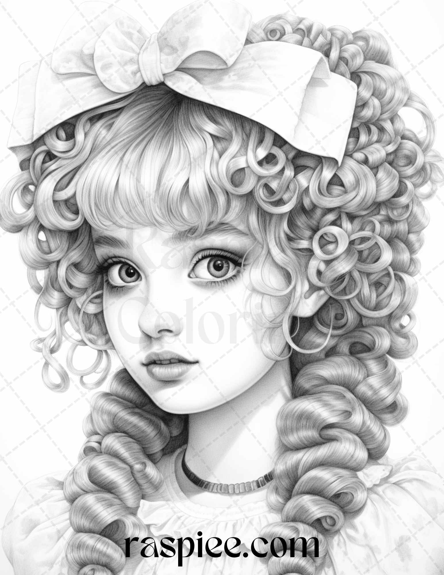 Cute decora girls grayscale coloring pages printable for adults kid â coloring