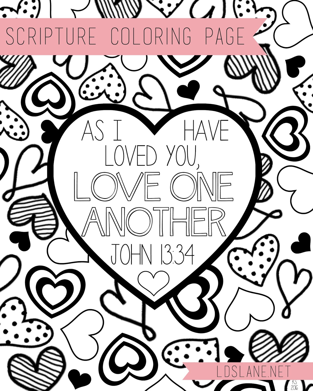 Scripture coloring page love one another