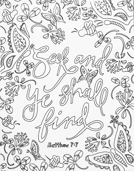 Scripture coloring page adult coloring meditation devotional coloring page matthew bible verse coloring page