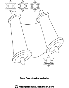 Torah scroll and star of david coloring page