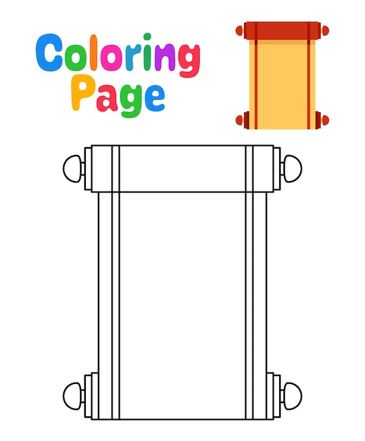 Premium vector coloring page with chinese scroll for kids