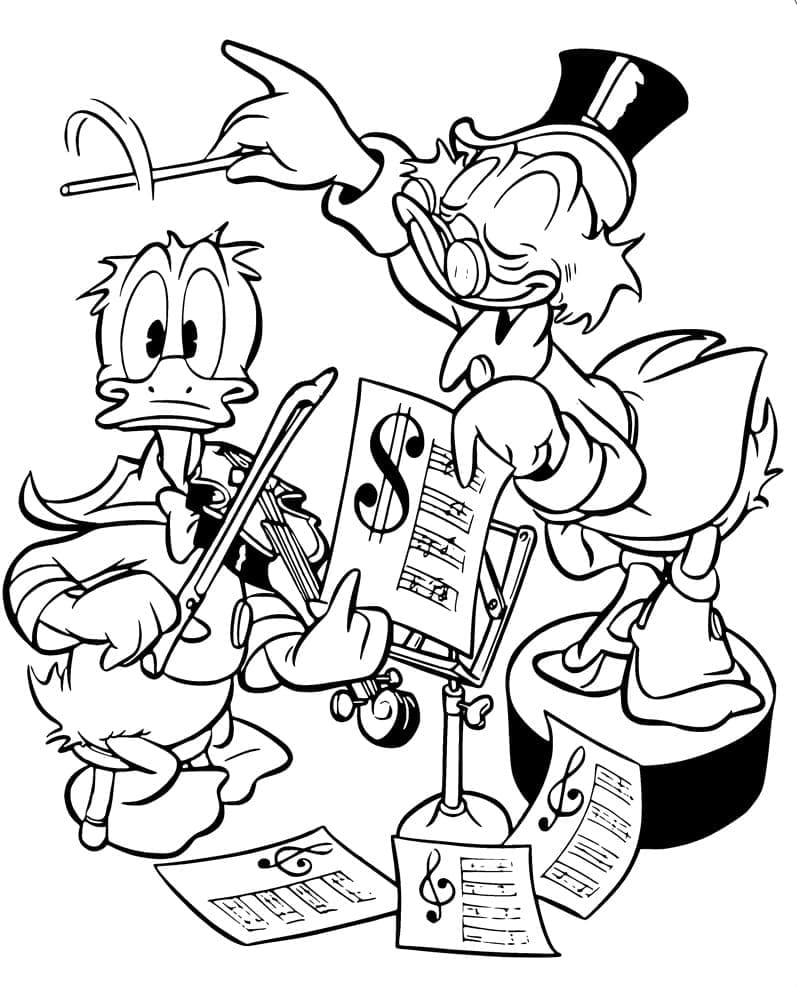 Donald duck and scrooge mcduckpage coloring page