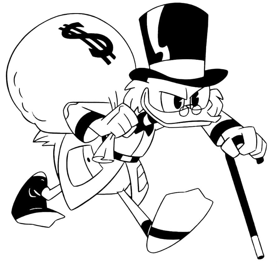 Scrooge mcduck and money bag coloring page