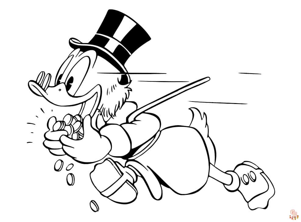 Enjoy fun coloring with cute scrooge mcduck coloring pages