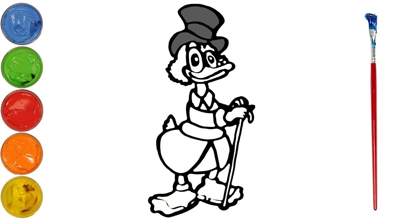 Scrooge cduck drawing painting coloring for kids toddlers color and learn draw with e