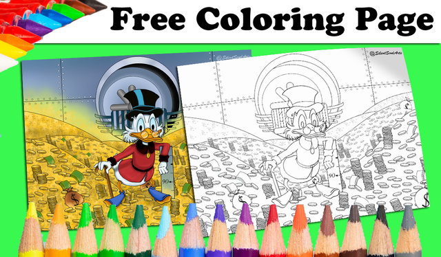 Original fan art free coloring page uncle scrooge mcduck â