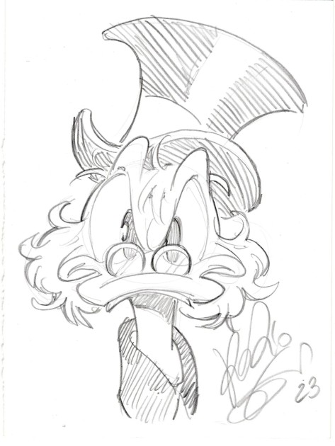 Original drawing of scrooge mcduck by fabio celoni