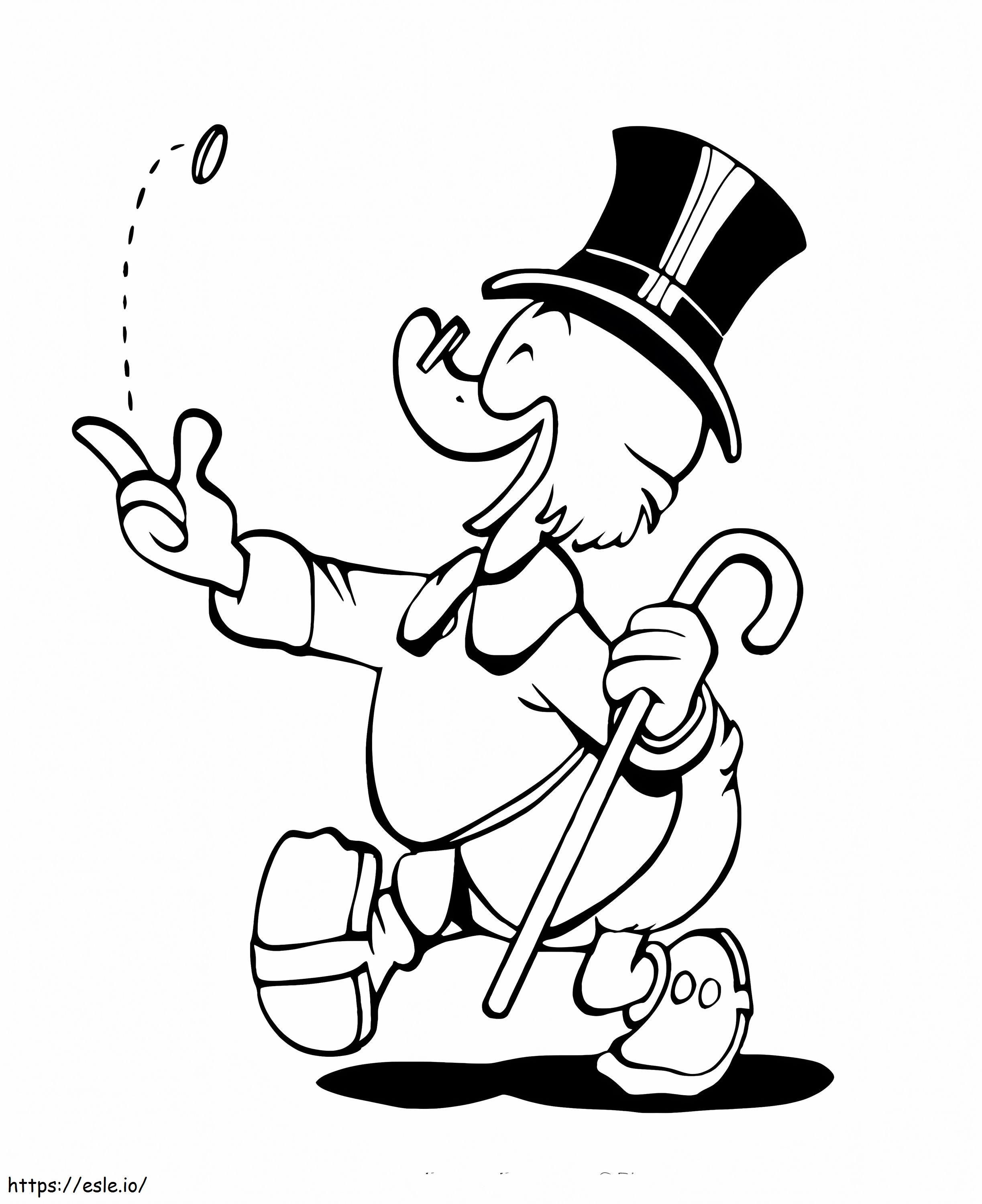 Scrooge mcduck is happy coloring page