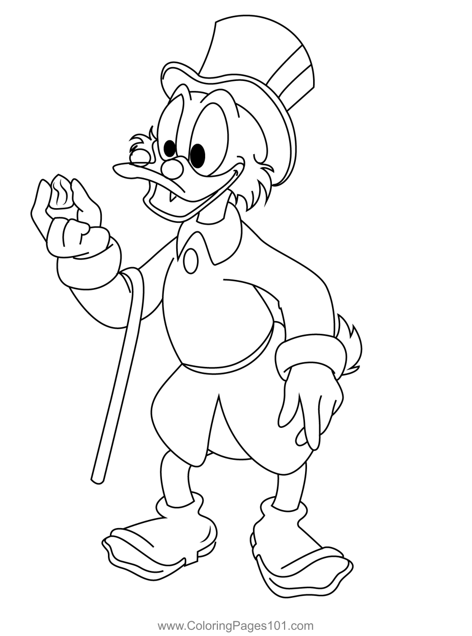 Aged donald duck coloring page for kids