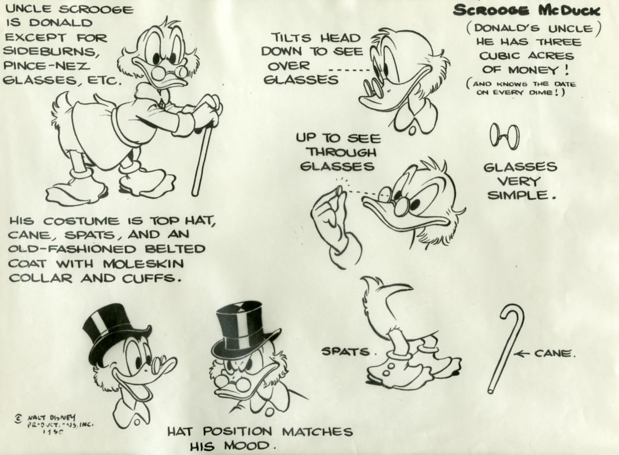 Scrooge mcduck â model sheets traditional animation