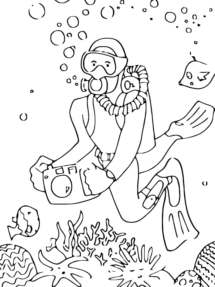 Coloringcool on x scuba diver taking underwater photographs coloring pages at httpstcottmljzoj httpstcoxdzoennhd x