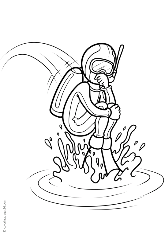 Scuba diving coloring pages