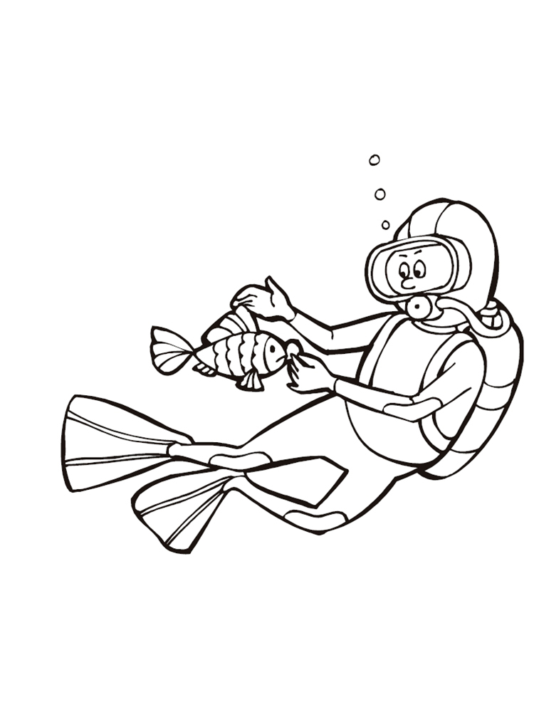 Scuba diving coloring pages