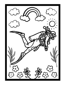 Scuba diving morning work coloring pages easy printable coloring sheets