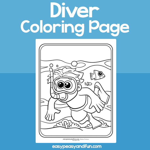 Diver coloring page â easy peasy and fun hip