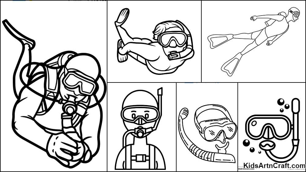 Scuba diving coloring pages for kids â free printables