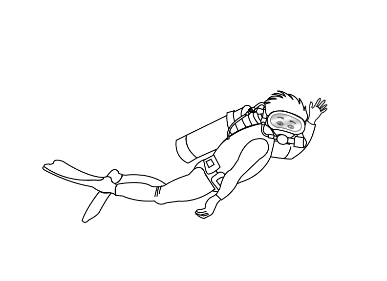 Scuba diver coloring page sonlight