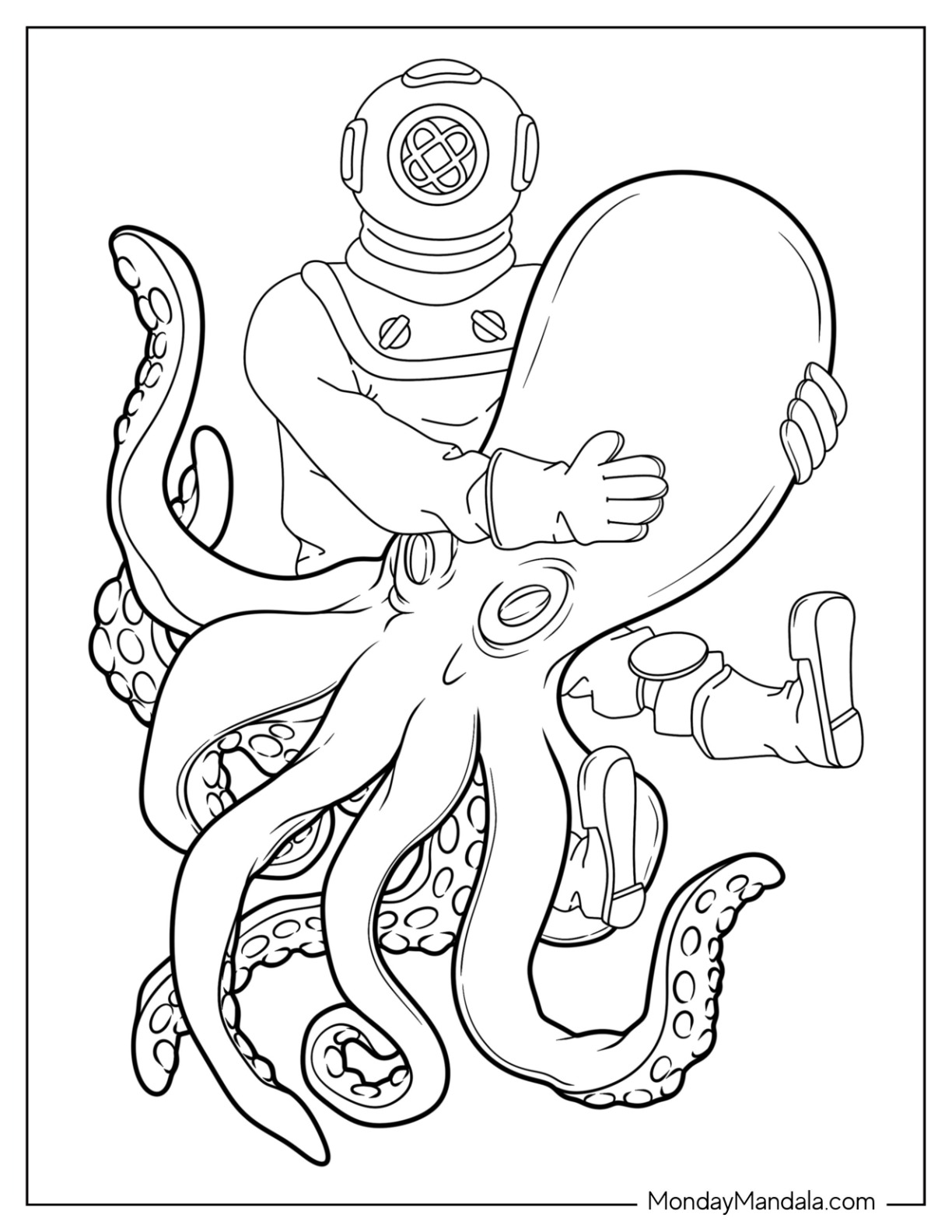 Octopus coloring pages free pdf printables