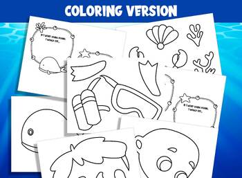 Underwater adventures craft bundle scuba diver and ocean animals pages