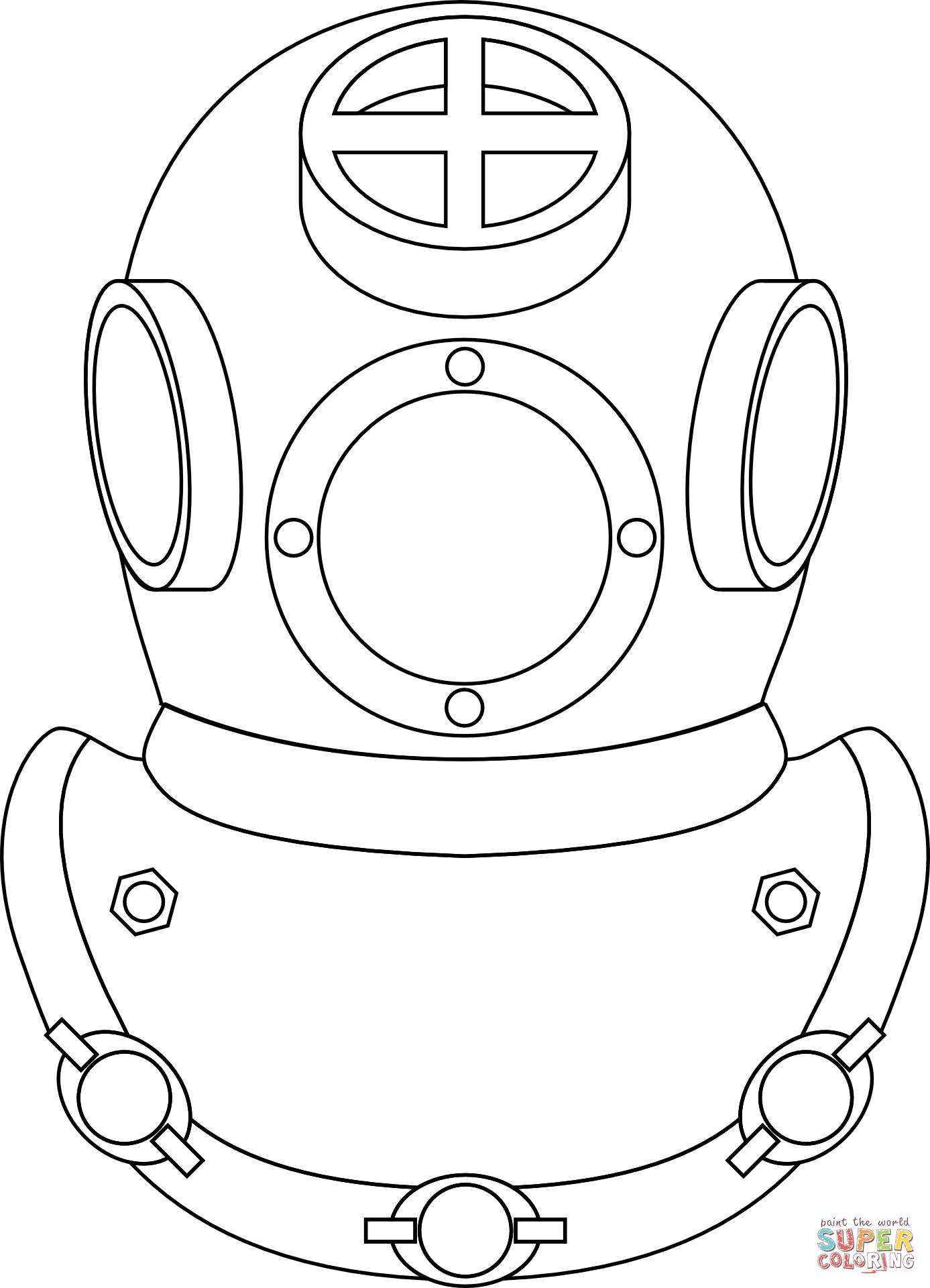 Diving helmet coloring page free printable coloring pages