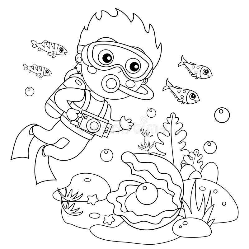 Scuba diver coloring stock illustrations â scuba diver coloring stock illustrations vectors clipart
