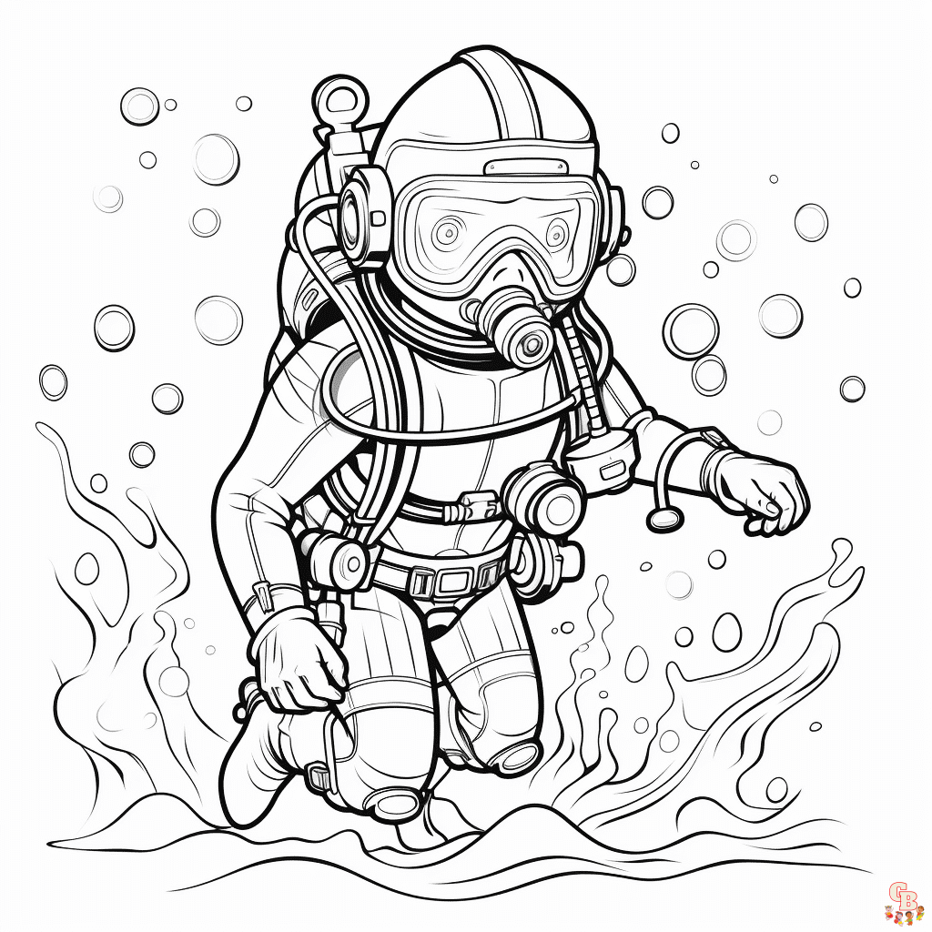 Printable scuba diver coloring pages free for kids and adults