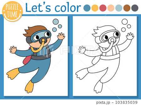 Under the sea coloring page for children withãããããç æ