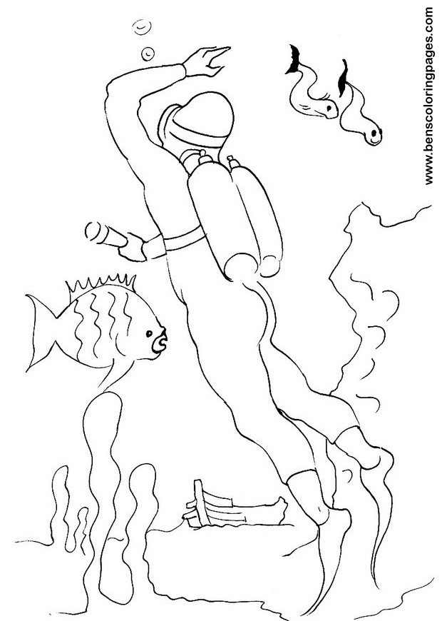Diver coloring pages for children