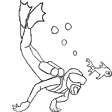 Scuba diver coloring page