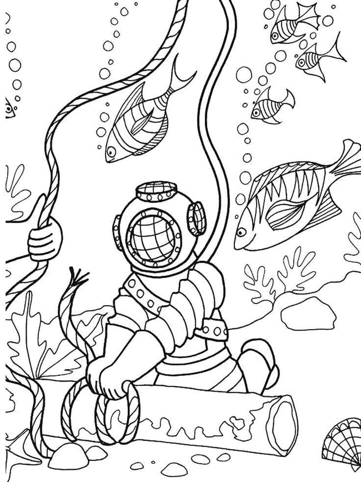 Scuba diving coloring pages