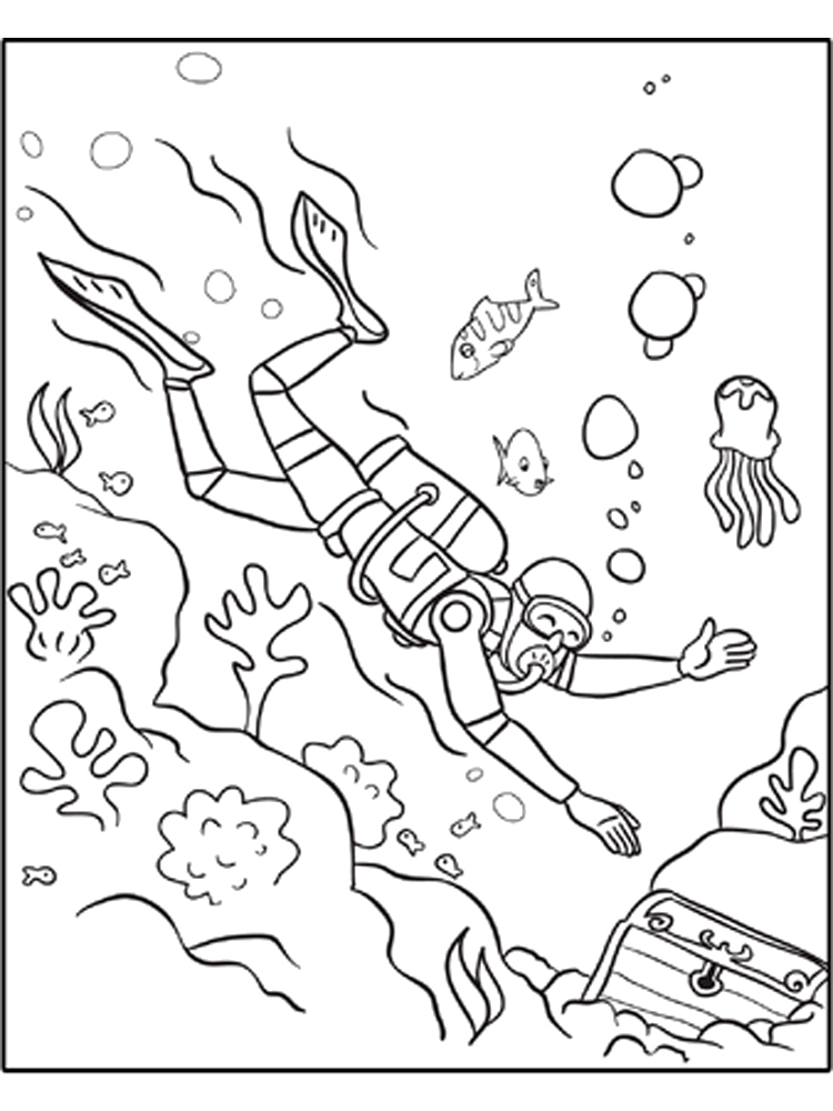 Scuba diving coloring pages