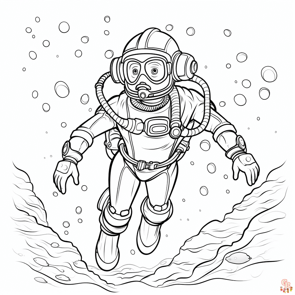 Printable scuba diver coloring pages free for kids and adults